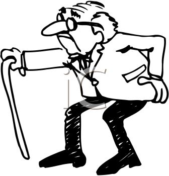 0511-0812-2704-1146_Black_and_White_Clip_Art_of_a_Stooped_Old_Man_with_Cane_clipart_image